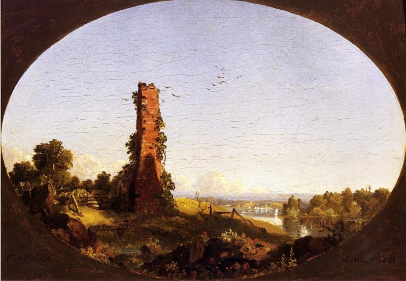 Frederic Edwin Church New England Landscape with Ruined Chimney oil painting picture